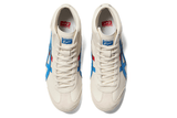 Vista do solado do Onitsuka Tiger Onitsuka Tiger Mexico Mid Runner Cream/Directoire Blue mostrando padrão de tração e tecnologia de amortecimento