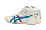 Vista superior do Onitsuka Tiger Onitsuka Tiger Mexico Mid Runner Cream/Directoire Blue mostrando abertura, lingueta e cadarços