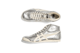 Vista na caixa do Onitsuka Tiger Onitsuka Tiger Mexico Mid Runner Silver/Cream Prateado mostrando embalagem original da marca
