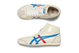 Vista em detalhe do Onitsuka Tiger Onitsuka Tiger Mexico Mid Runner White/Blue mostrando textura do material e acabamento
