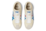 Vista do solado do Onitsuka Tiger Onitsuka Tiger Mexico Mid Runner White/Blue mostrando padrão de tração e tecnologia de amortecimento