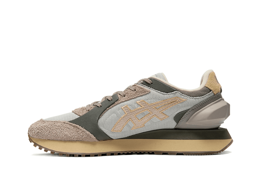 Vista superior do Onitsuka Tiger Onitsuka Tiger Moage Co Oyster Grey/Feather Grey mostrando abertura, lingueta e cadarços