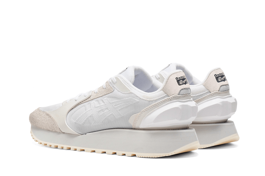 Vista superior do Onitsuka Tiger Onitsuka Tiger Moage White/White mostrando abertura, lingueta e cadarços