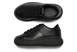 Vista traseira do Onitsuka Tiger Onitsuka Tiger Otiger Court Black/Black mostrando calcanheira e detalhes do solado