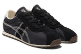 Vista frontal do Onitsuka Tiger Onitsuka Tiger Tiger Corsair A55 Black Cream mostrando biqueira e costuras