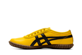Vista traseira do Onitsuka Tiger Onitsuka Tiger Tsunahiki Slip-On Sunflower Yellow/Black mostrando calcanheira e detalhes do solado