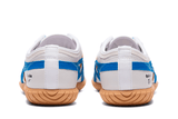 Vista frontal do Onitsuka Tiger Onitsuka Tiger Tsunahiki Slip-On White/Directoire Blue mostrando biqueira e costuras
