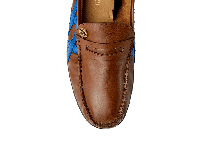 Tênis Onitsuka Tiger x Versace Sakura Leather Loafers Brown Blue Marrom