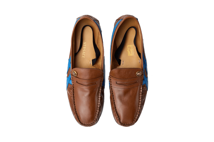 Tênis Onitsuka Tiger x Versace Sakura Leather Loafers Brown Blue