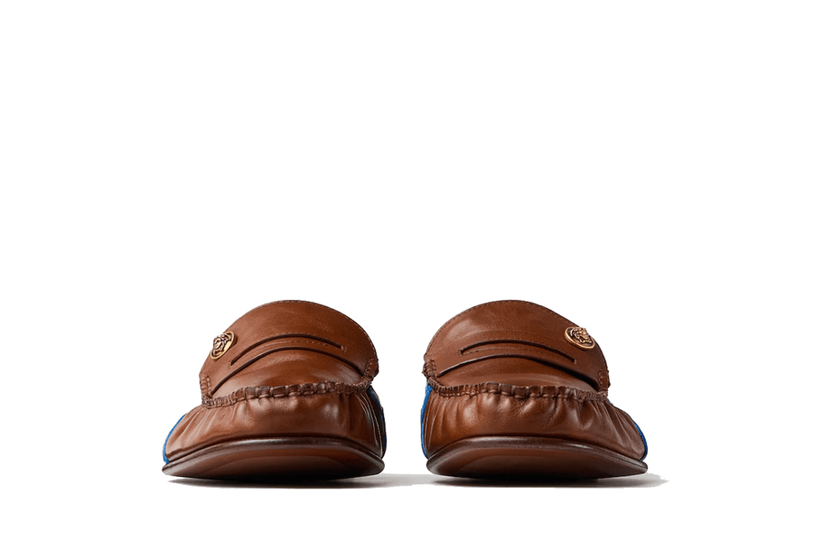 Tênis Onitsuka Tiger x Versace Sakura Leather Loafers Brown Blue Marrom