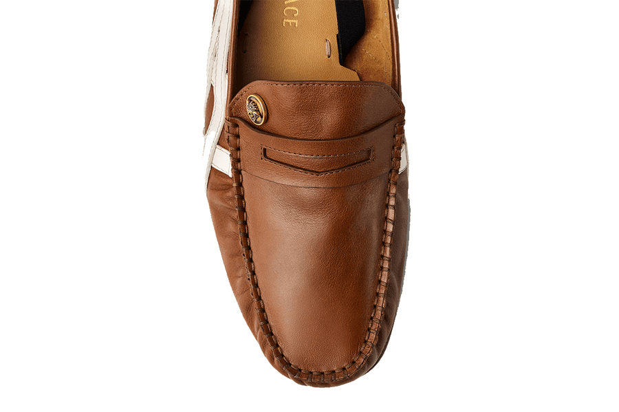 Tênis Onitsuka Tiger x Versace Sakura Leather Loafers Brown White Marrom