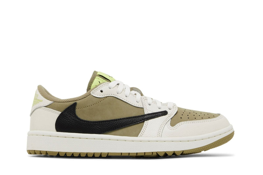 Jordan Nike Travis Scott x Air Jordan 1 Low Golf Neutral Olive tênis em verde original na LK Sneakers