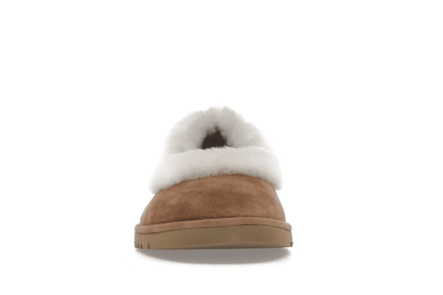 Vista superior do UGG UGG Zora Ballet Flat Chestnut mostrando abertura, lingueta e cadarços