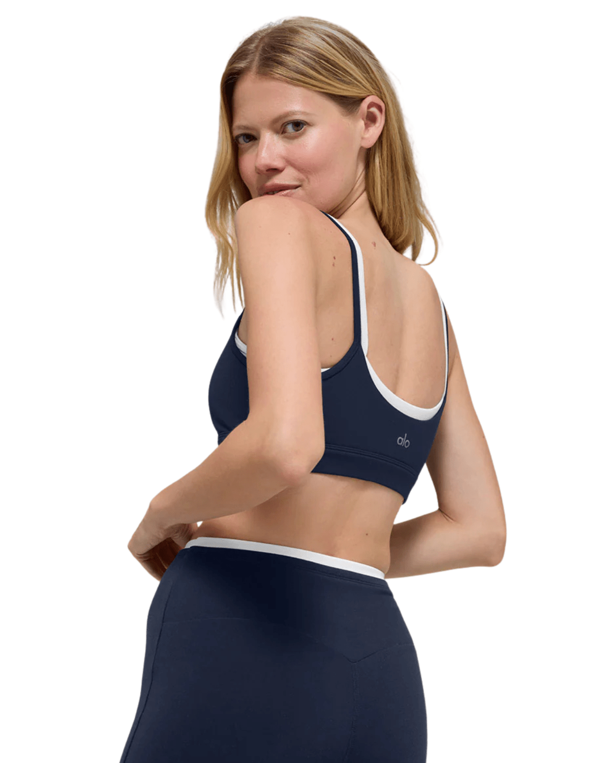 Top Alo Yoga Airbrush Double Up Azul Marinho/Branco por R$ 849,99