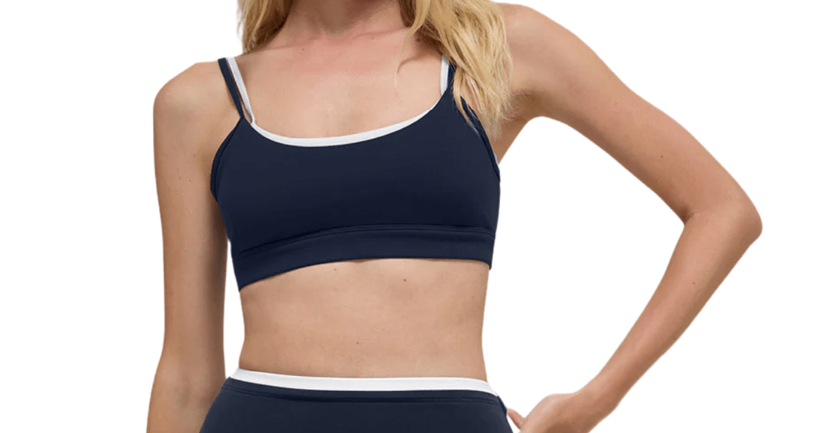 Top Alo Yoga Airbrush Double Up Azul Marinho/Branco por R$ 849,99