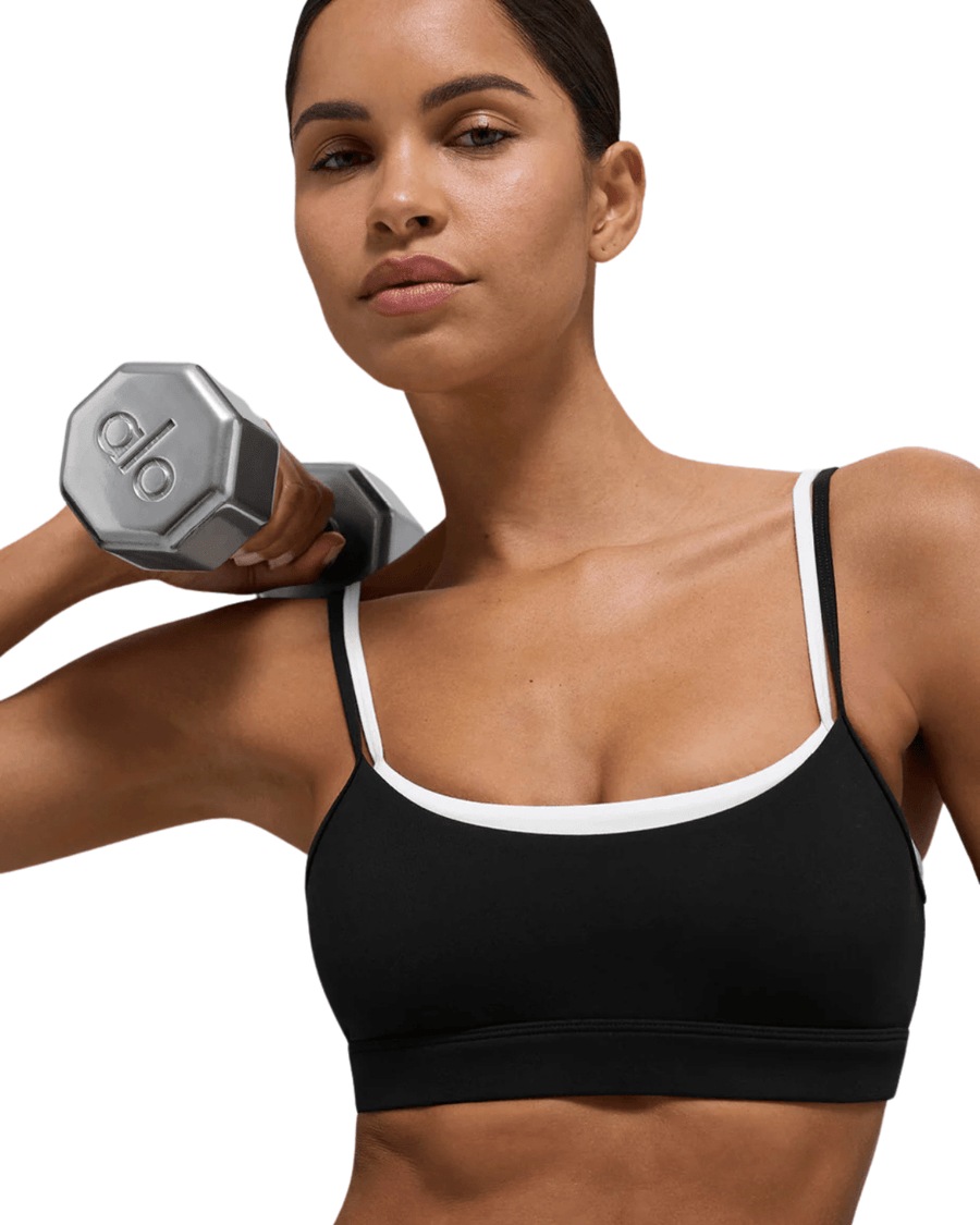 Top Alo Yoga Airbrush Double Up Preto/Branco por R$ 849,99 em até