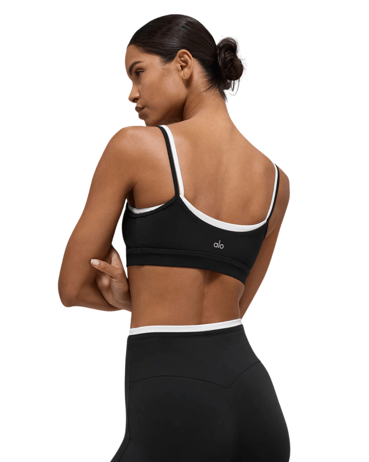 Top Alo Yoga Airbrush Double Up Preto/Branco - LK