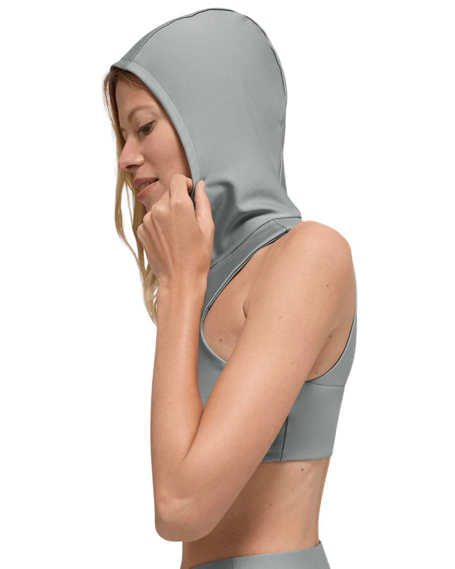 Vista traseira Top Alo Yoga Airlift Light Speed Hooded Lunar Grey Cinza