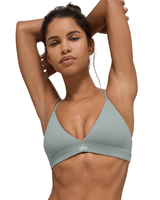 Vista lateral Top Alo Yoga Splendor Lunar Grey/White Cinza