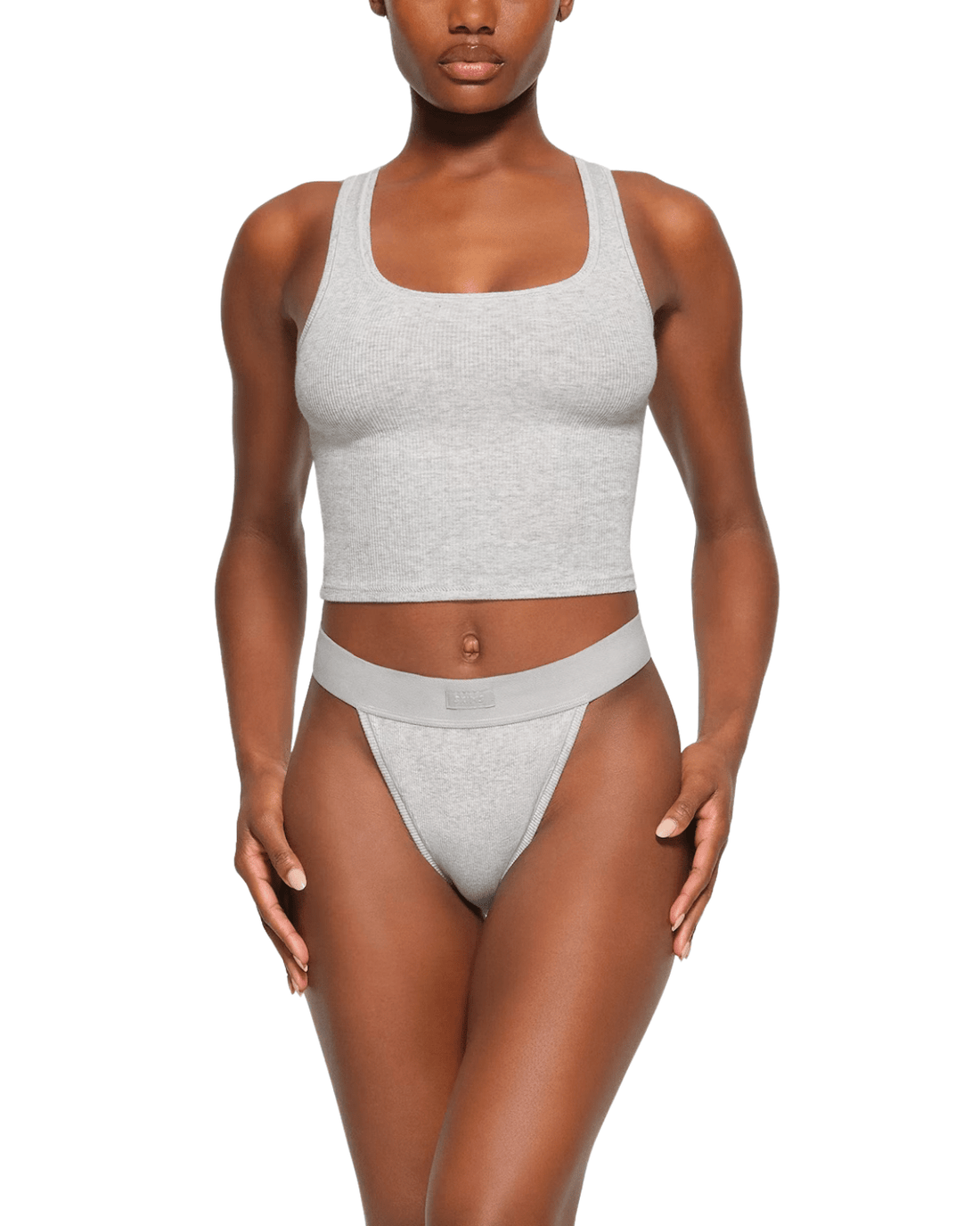 Top Skims Cotton Rib Light Heather Grey Cinza - Skims - 