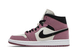 Vista lateral do Jordan Nike Air Jordan 1 Mid SE Berry Pink mostrando design do cabedal e logo da marca