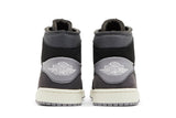 Vista superior do Jordan Nike Air Jordan 1 Mid SE Craft Inside Out Black mostrando abertura, lingueta e cadarços