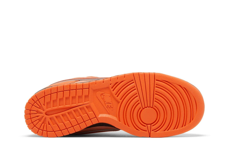 Vista traseira do Nike Concepts x Nike SB Dunk Low Orange Lobster mostrando calcanheira e detalhes do solado