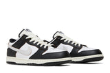 Vista frontal do Nike HUF x Nike SB Dunk Low San Francisco mostrando biqueira e costuras