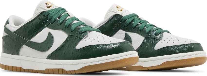 Vista traseira do Nike Nike Dunk Low Green Ostrich mostrando calcanheira e detalhes do solado