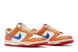 Vista frontal do Nike Nike Dunk Low GS Orange Blue 'Hot Curry' mostrando biqueira e costuras