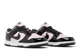 Vista frontal do Nike Nike Dunk Low Pink Foam Black Rosa/Preto mostrando biqueira e costuras