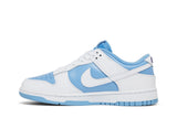 Vista lateral do Nike Nike Dunk Low Reverse University Blue mostrando design do cabedal e logo da marca