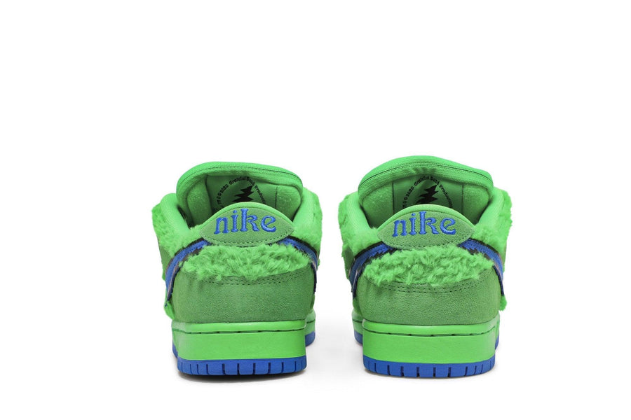 Vista superior do Nike Nike Dunk SB Grateful Dead Green mostrando abertura, lingueta e cadarços
