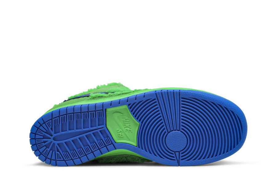 Vista traseira do Nike Nike Dunk SB Grateful Dead Green mostrando calcanheira e detalhes do solado