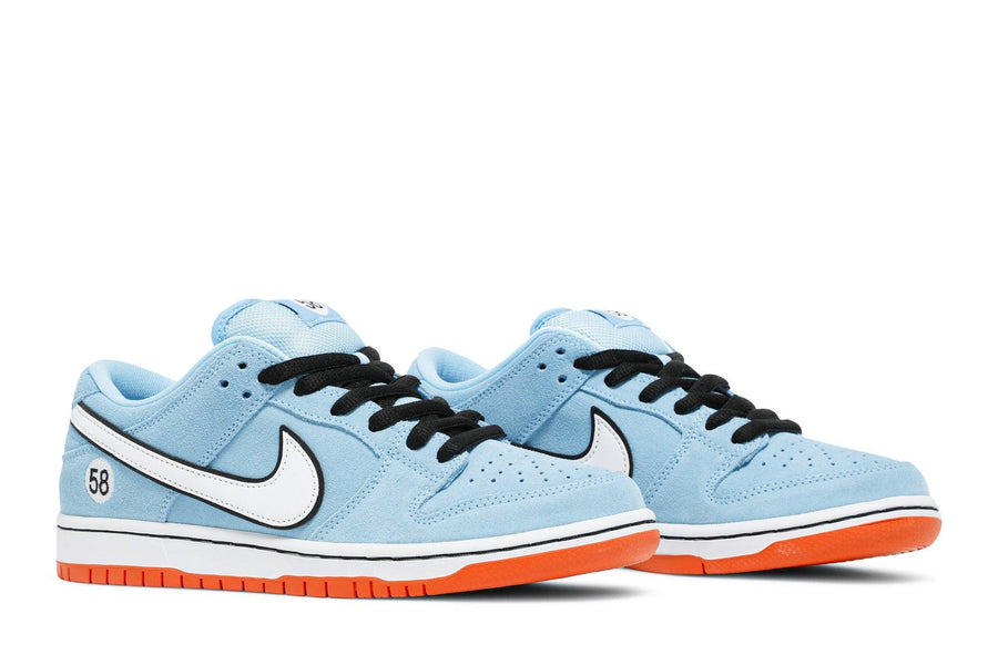 Vista frontal do Nike Nike SB Dunk Low Club 58 Gulf mostrando biqueira e costuras