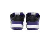 Vista superior do Nike Nike SB Dunk Low Court Purple mostrando abertura, lingueta e cadarços