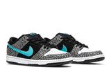 Vista frontal do Nike Nike SB Dunk Low Elephant Colorido mostrando biqueira e costuras